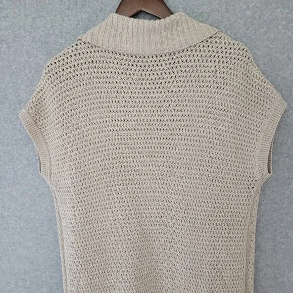 Talbots Womens Open Front Cardigan Size S Beige Office Career Missing Fur Collar - Picture 6 of 11